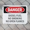 Signmission Diesel Fuel No Smoking No Open Flames Danger Sign, Plastic, 10in W x 7in L, 2PK OS-2PACK-DS-P-710-L-2364 - alternate 4